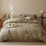 Duvet Cover Set Cotton Satin Floral Hotel Closure