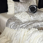 Duvet Cover Set Cotton Satin Floral Toile 4-Piece