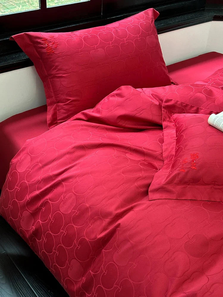 Duvet Cover Set Cotton-Satin Jacquard Concealed Zipper