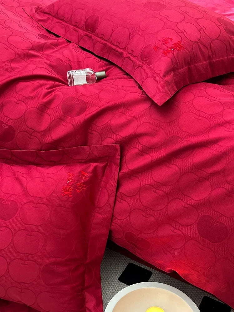 Duvet Cover Set Cotton-Satin Jacquard Concealed Zipper