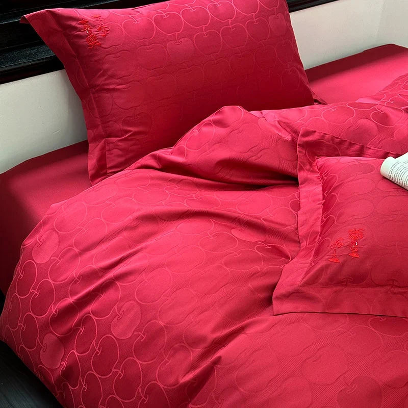 Duvet Cover Set Cotton-Satin Jacquard Concealed Zipper