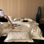Duvet Cover Set Cotton Satin Jacquard Concealed Zipper