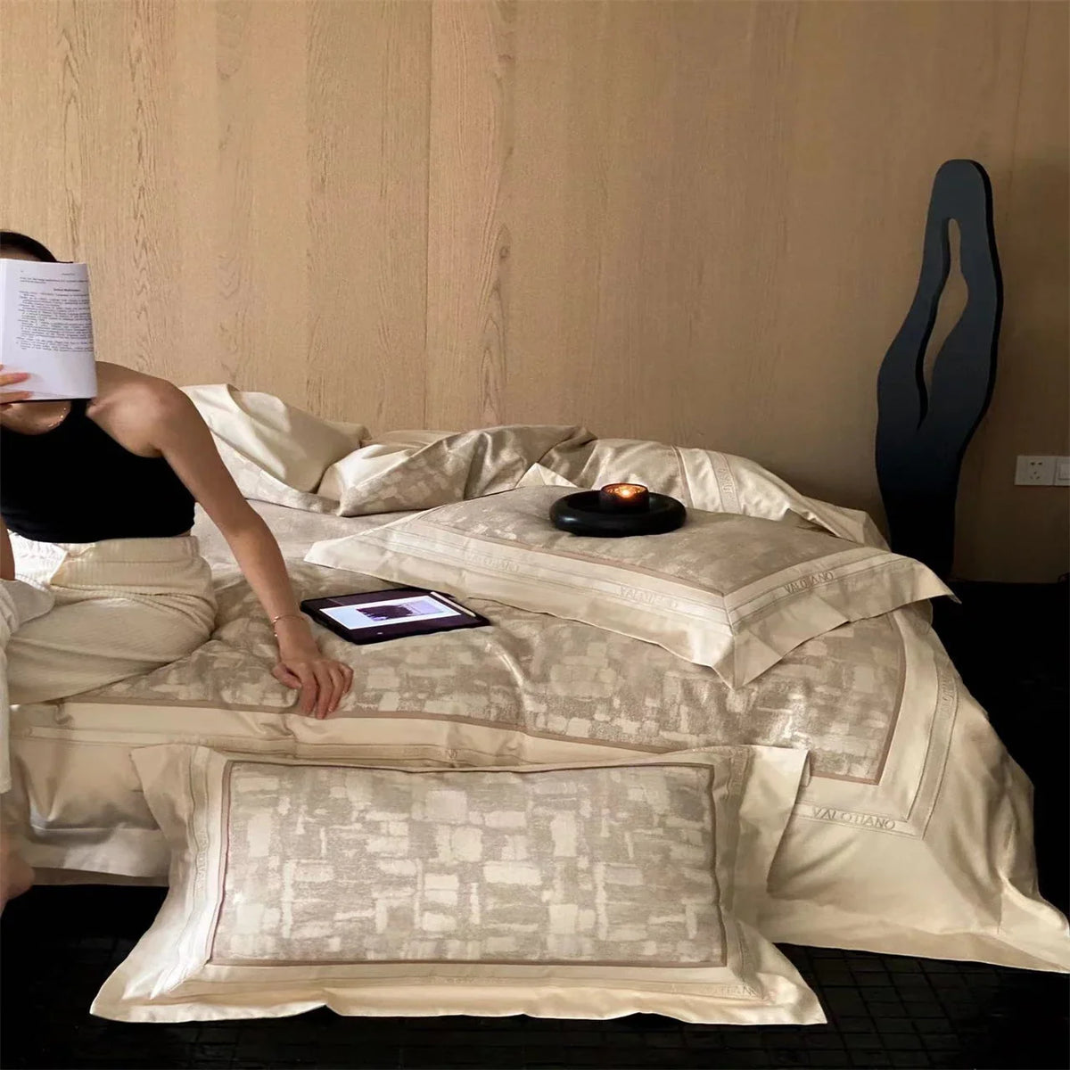 Duvet Cover Set Cotton Satin Jacquard Concealed Zipper