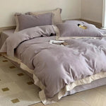 Duvet Cover Set Cotton Satin Jacquard Floral Machine Washable
