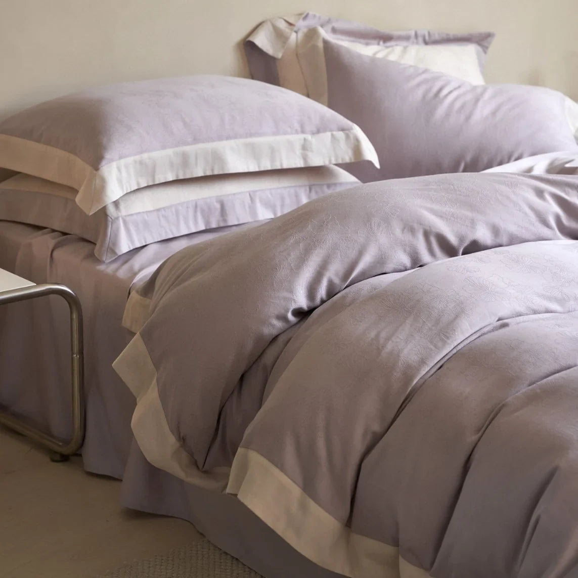 Duvet Cover Set Cotton Satin Jacquard Floral Machine Washable