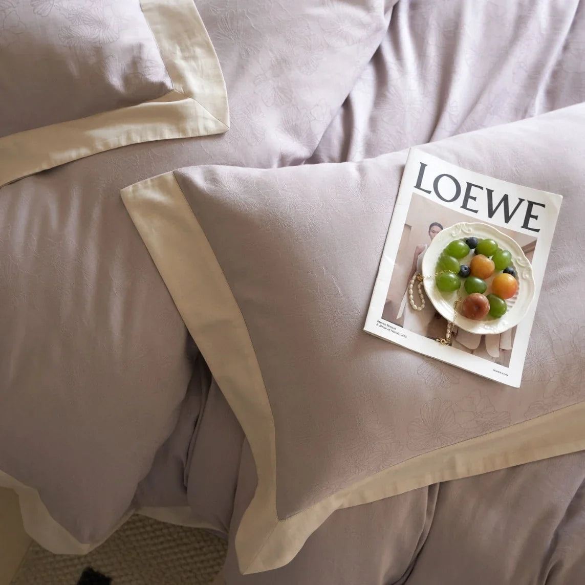 Duvet Cover Set Cotton Satin Jacquard Floral Machine Washable
