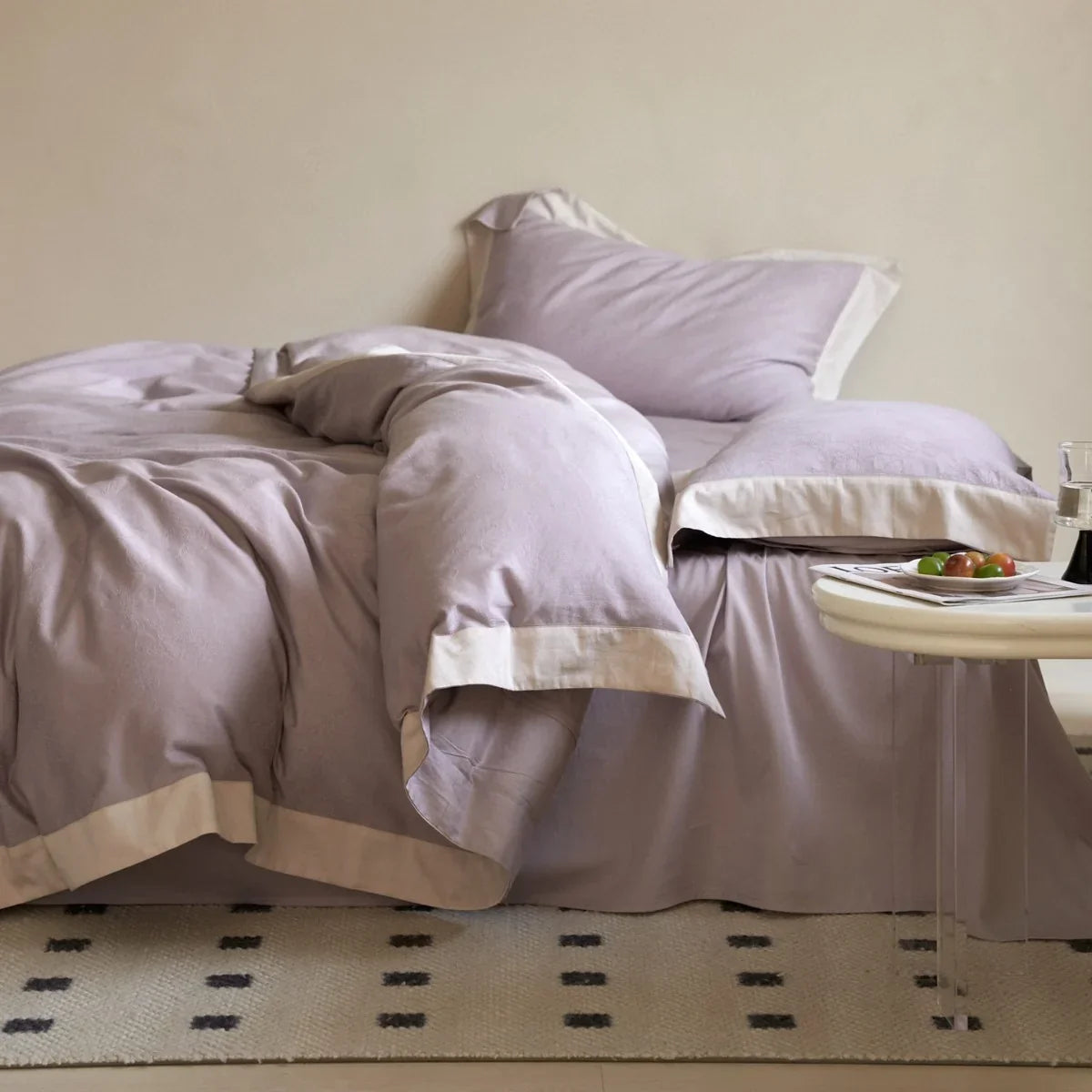 Duvet Cover Set Cotton Satin Jacquard Floral Machine Washable
