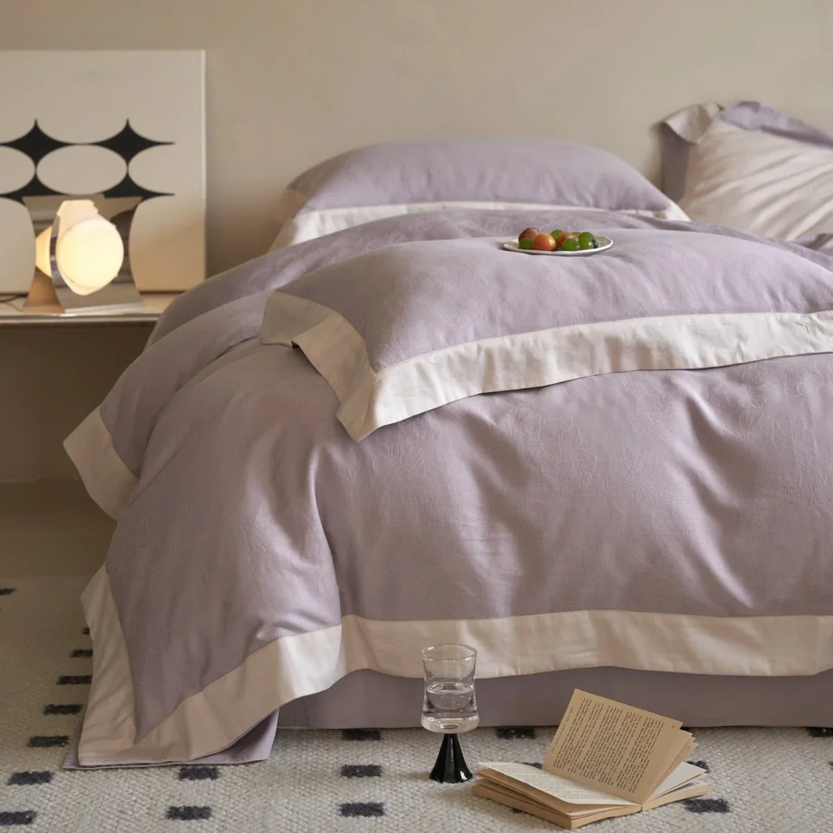 Duvet Cover Set Cotton Satin Jacquard Floral Machine Washable