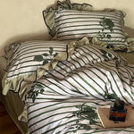 Duvet Cover Set Cotton Satin Jacquard Ruffled Edges