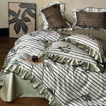 Duvet Cover Set Cotton Satin Jacquard Ruffled Edges