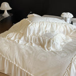 Duvet Cover Set Cotton Satin Jacquard Ruffled Edges
