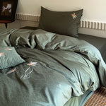 Duvet Cover Set Cotton Satin Koi Embroidery