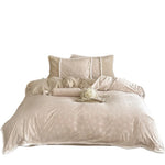 Duvet Cover Set Cotton Satin Minimal Embroidery Sherpa Edge