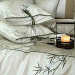 Duvet Cover Set Cotton Satin Reversible Bamboo Print 4-Piece