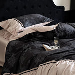 Duvet Cover Set Cotton Satin Reversible Floral Jacquard