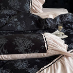 Duvet Cover Set Cotton Satin Reversible Floral Jacquard