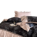 Duvet Cover Set Cotton Satin Reversible Floral Jacquard