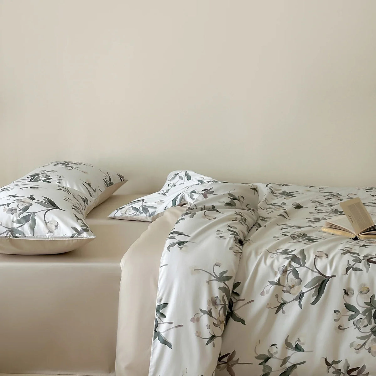 Duvet Cover Set Cotton Satin Reversible Temperature-Regulating