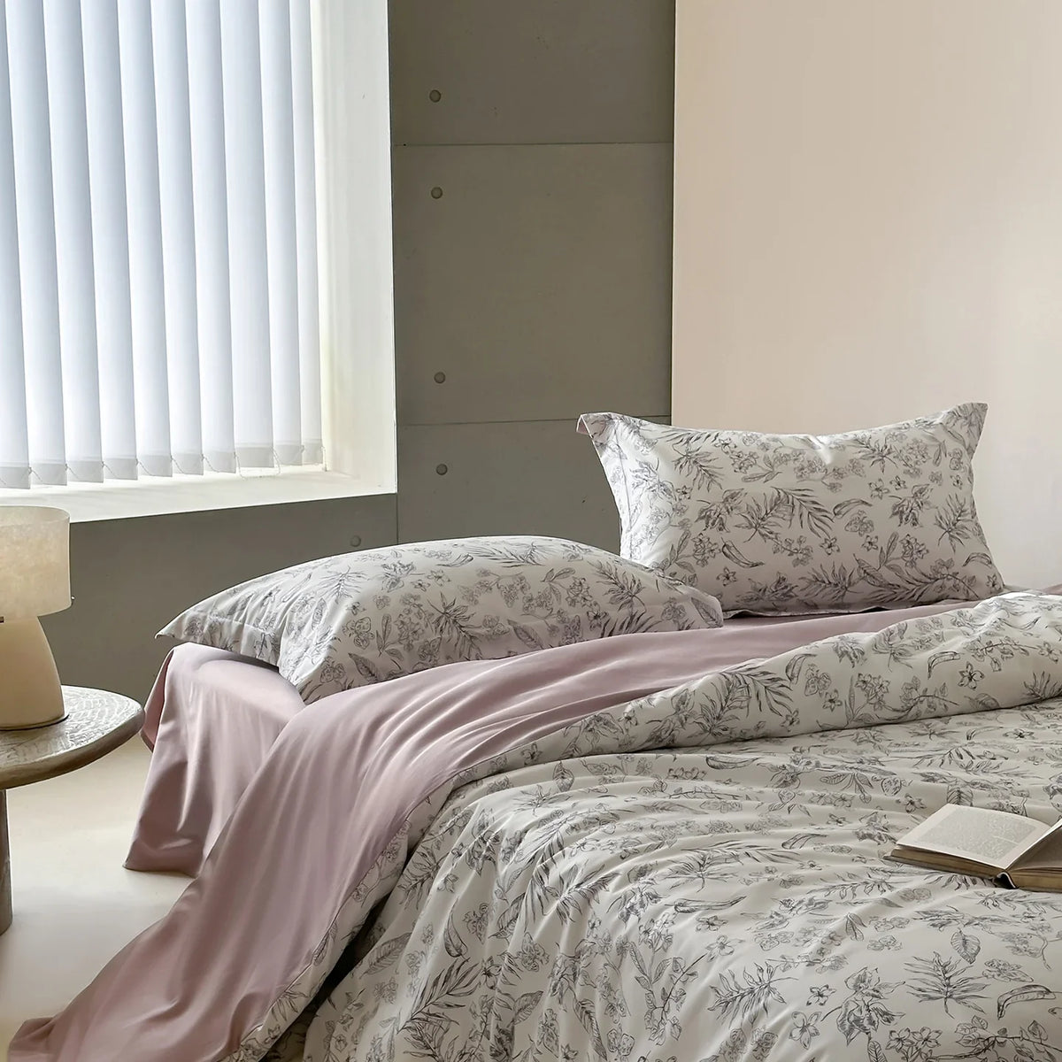 Duvet Cover Set Cotton Satin Reversible Temperature-Regulating