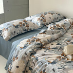 Duvet Cover Set Cotton Satin Reversible Temperature-Regulating