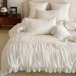 Duvet Cover Set Cotton Satin Ruffle & Bow
