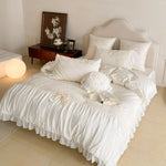 Duvet Cover Set Cotton Satin Ruffle & Bow
