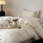 Duvet Cover Set Cotton Satin Tonal Floral Jacquard
