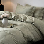 Duvet Cover Set Cotton Satin Tonal Floral Jacquard