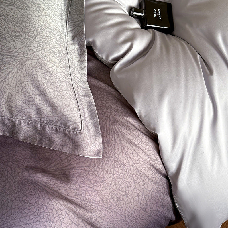 Duvet Cover Set Cotton Satin Tonal Jacquard Machine Washable