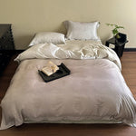 Duvet Cover Set Cotton Satin Tonal Jacquard Machine Washable