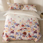 Duvet Cover Set Cotton Satin Watercolor Botanical Machine Washable