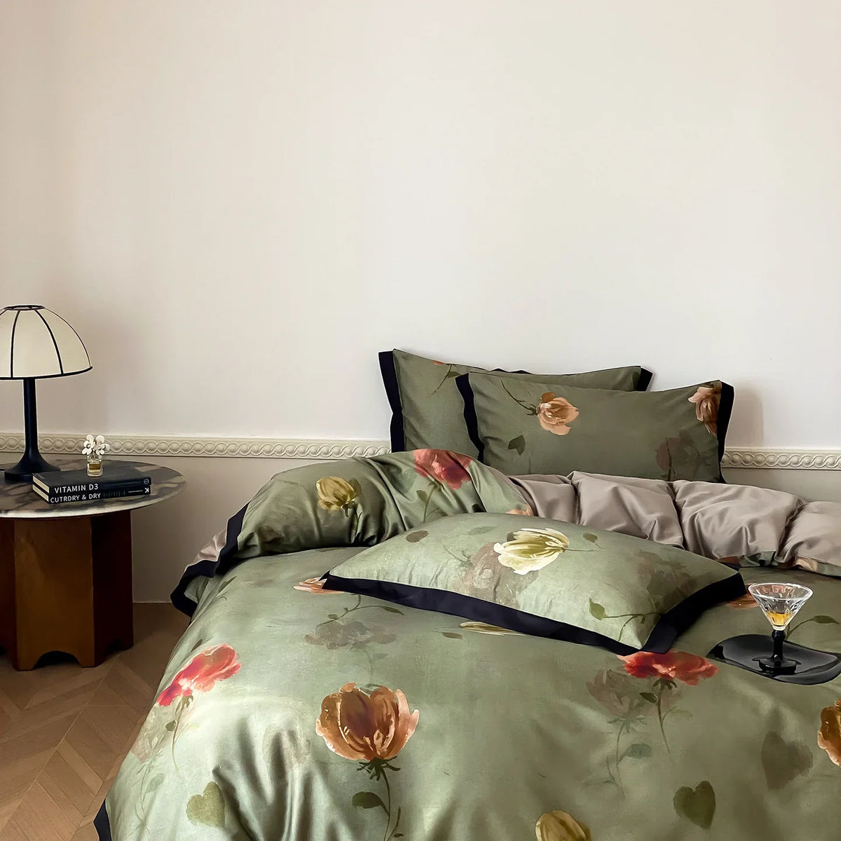 Duvet Cover Set Cotton Satin Watercolor Floral