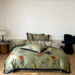 Duvet Cover Set Cotton Satin Watercolor Floral