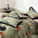 Duvet Cover Set Cotton Satin Watercolor Floral