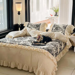 Duvet Cover Set Fine Cotton Satin Reversible Toile