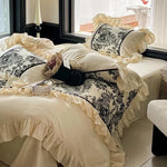 Duvet Cover Set Fine Cotton Satin Reversible Toile