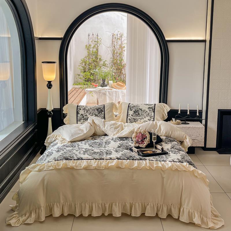 Duvet Cover Set Fine Cotton Satin Reversible Toile