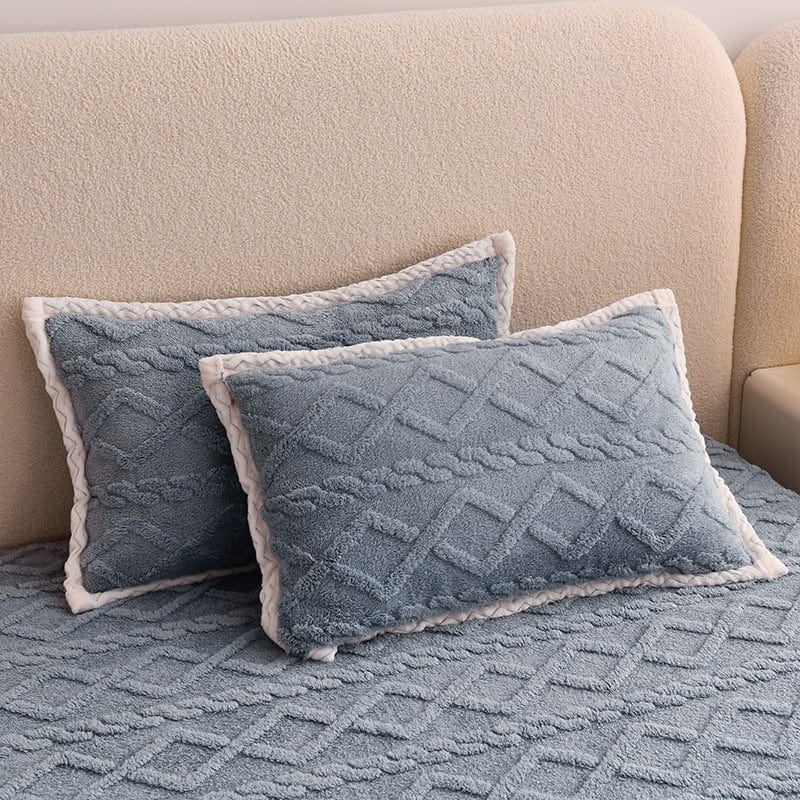Duvet Cover Set Flannel Velvet Elastic Edge & Pillowcases