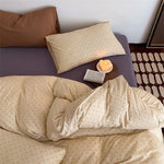 Duvet Cover Set Floral Cotton Blend Breathable 4-Piece