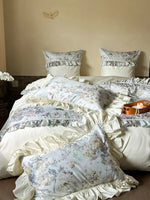 Duvet Cover Set Floral Ruffle Satin-Finish Microfiber