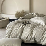 Duvet Cover Set Jacquard Satin Floral Relief 4-Piece