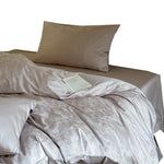 Duvet Cover Set Jacquard Satin Floral & Stripe 4-Piece