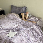 Duvet Cover Set Jacquard Tonal Floral Silky-Matte 4-Piece