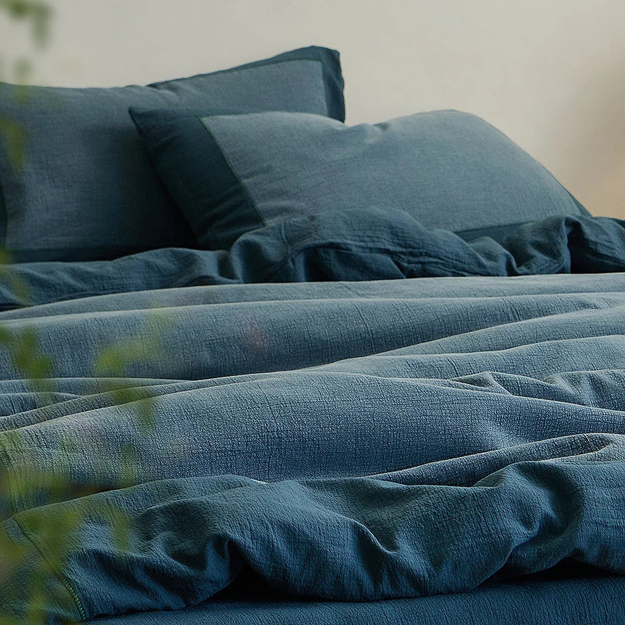 Duvet Cover Set Linen Blend Stonewashed Reversible