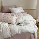 Duvet Cover Set Linen-Cotton Breathable Reversible 4-Piece