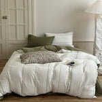 Duvet Cover Set Linen-Cotton Breathable Reversible 4-Piece