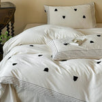 Duvet Cover Set Linen-Cotton Embroidered & Striped Border