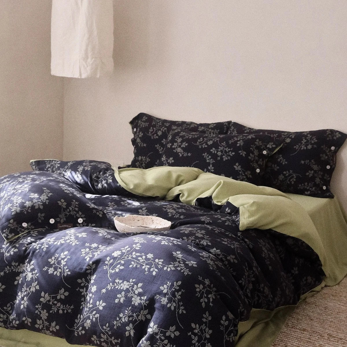 Duvet Cover Set Linen-Cotton Reversible Floral Set of 4