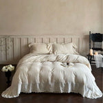 Duvet Cover Set Linen-Cotton Temperature-Regulating Embroidered Lace