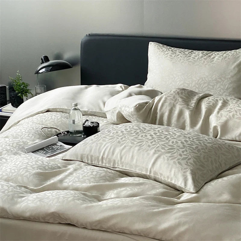 Duvet Cover Set Lyocell Satin Jacquard Leopard Pattern